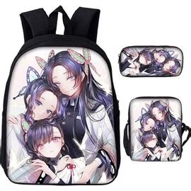 3Pcs Sac à Dos Demon Slayer et Trousse Lunch Bag pour Filles Garçons