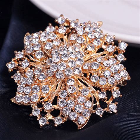 Brooch Shiny Comfortable Wearing Women Shiny Rhinestone Flower Brooch 8