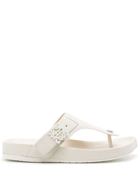 Loewe Logo Plaque Flat Leather Sandals Farfetch