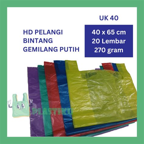 Jual Kantong Kresek Warna Pelangi Bintang Gemilang Putih Uk Kresek