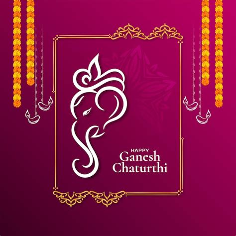 Feliz Festival Hindú De Ganesh Chaturthi Vector De Fondo De Marco Decorativo Vector Gratis