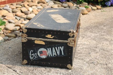 Vintage Navy Trunk Footlocker Militaria - Etsy