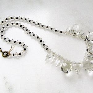 Estate Art Deco Faceted Crystal Glass Bead Necklace Etsy