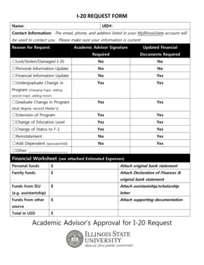 Fillable Online Grad Illinoisstate Academic Advisors Approval For I