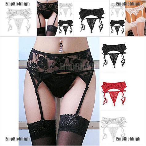 Qrhyk Sexy Lady Lace Suspender Garter Belt Lingerie G String Thong Set Stocking Belt Shopee