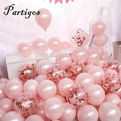 Globos de látex de confeti rosa y dorado Globos de helio metalizados