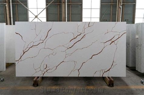 Calacatta White Engineered Stone Quartz Slabs From China StoneContact