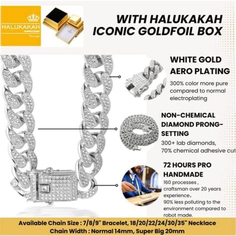 Halukakah Goldkette Herren Iced Out Echt Wei Gold Vergoldete Mm