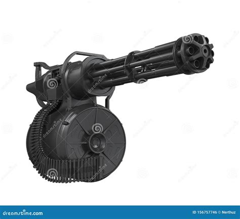 Minigun Isolated stock illustration. Illustration of ammo - 156757746