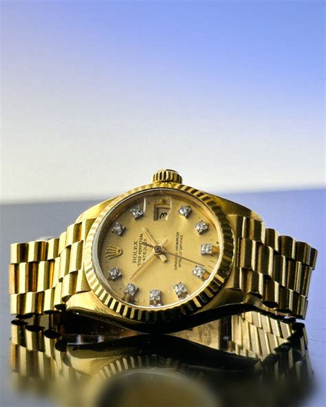 1982 Rolex Lady Datejust 26mm Champagne Dial Yellow Gold President Bra Grailzee