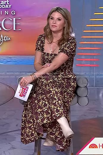 Wornontv Jennas Brown Floral Smocked Dress On Today Jenna Bush