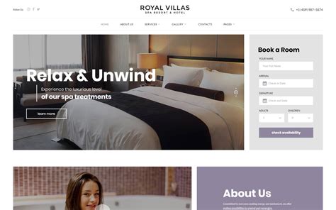 Royal Villas Modello Di Sito Web Multipagina Reattivo Per Resort E Hotel