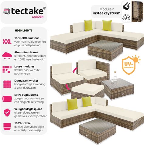 Tectake Wicker Zitgroep Tuinset Loungeset Loungebank Parijs