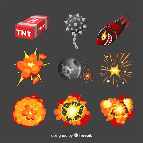 Free Vector | Cartoon bomb and bomb explosion effect collection