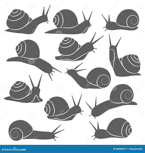 Monochrome Snails Icon Set Stock Vector Illustration Of Collection