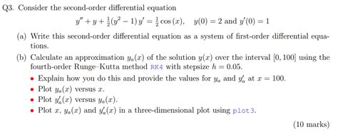 Solved Q Consider The Second Order Differential Equation Chegg