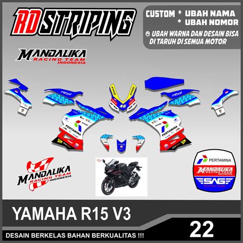 Jual Sticker Decal Yamaha R V Sag Mandalika Livery Racing Team