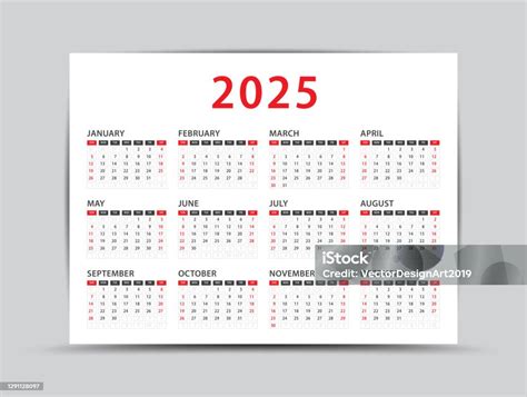 2025 Jaarkalender 12 Maanden Jaarlijkse Kalender Die In 2025 Wordt