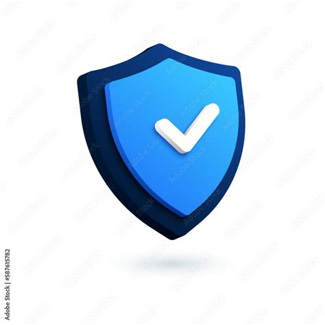 Technology security shield logo. 3D vector icon of checkmark, VPN ...