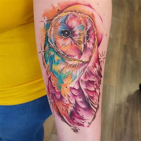 Colorful Owl Tattoo Design