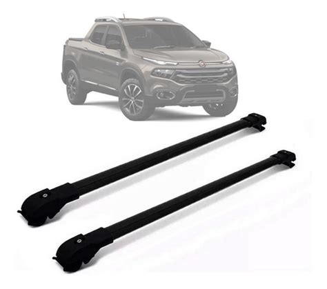 Par Rack Teto Travessa Bagageiro Fiat Toro 16 Slim Preto