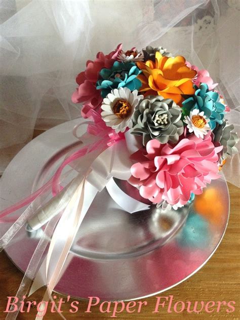 Wedding Bouquet Paper Flower Bouquet By Birgitspaperflowers