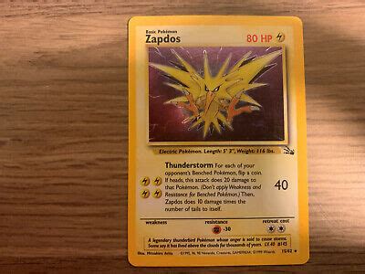 Zapdos Rare Holo Printing Error Fossil Set Holo Foil