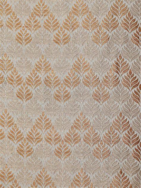 Dupion Silk Brocade Floral Leaf Zari And Threadwork Design Fabric