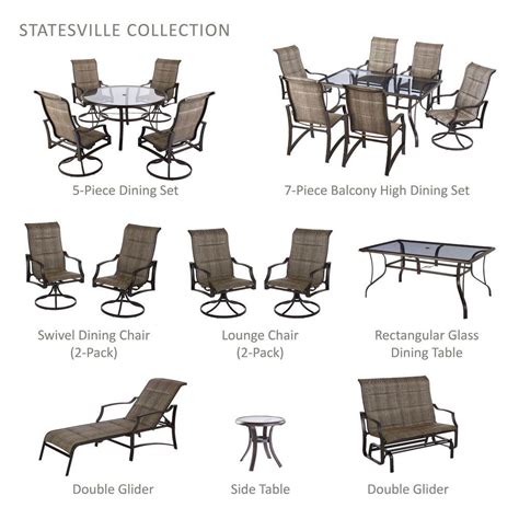 Hampton Bay Statesville 5 Piece Steel Woven Swivel Outdoor Dining Set