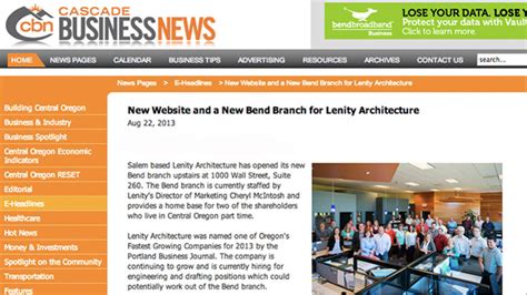 In The News Bend Branch And The New Website Lenity Architecture