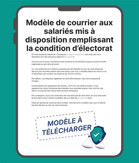 Modèle de courrier aux salariés mis à disposition remplissant la