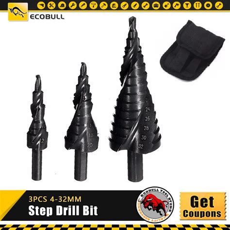 Pcs Mm Hss Cobalt Step Drill Bit Set Nitrogen High Speed Steel