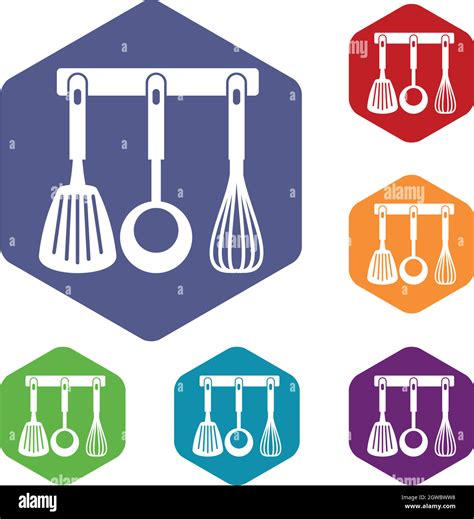 Spatula Ladle And Whisk Kitchen Tools Icons Set Stock Vector Image