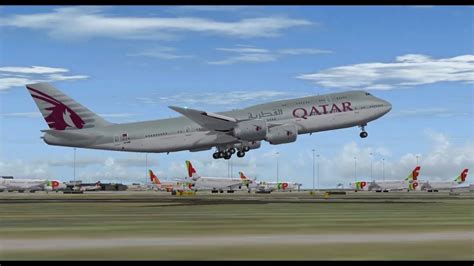 Boeing 747 8i Qatar Airlines Take Off From Lisboa Intl Airport Fs9 Hd