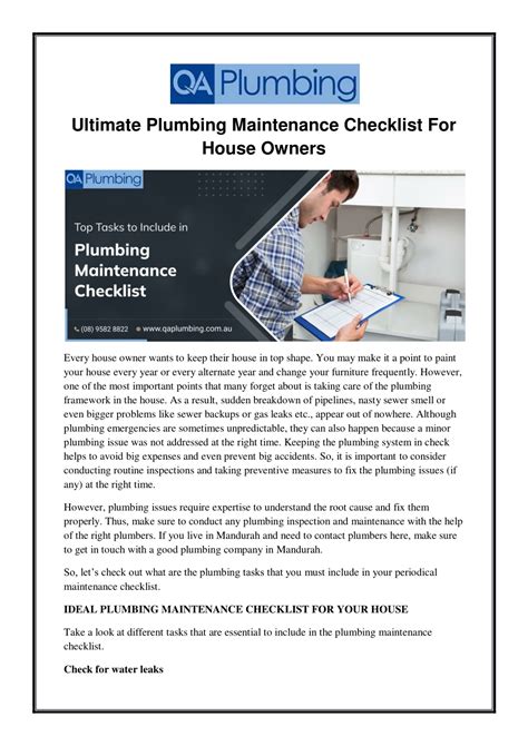 Ppt Ultimate Plumbing Maintenance Checklist For House Owners