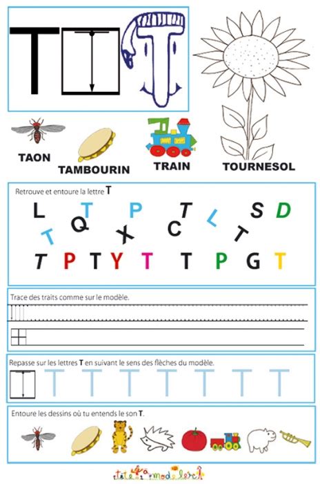 Page De Lecture écriture La Grande Lettre T Lire Le T L Lecture Maternelle