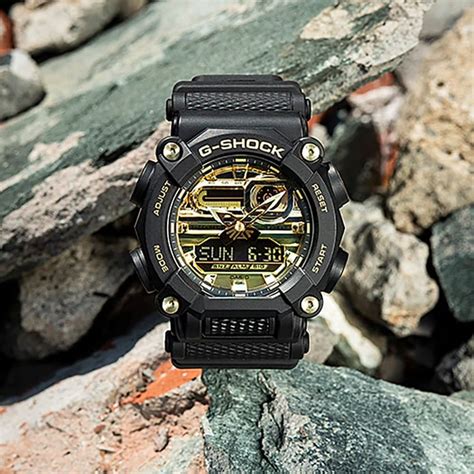 Casio G Shock Ga Ag Adr Garish Gold Digital Analog Dial Black Resin