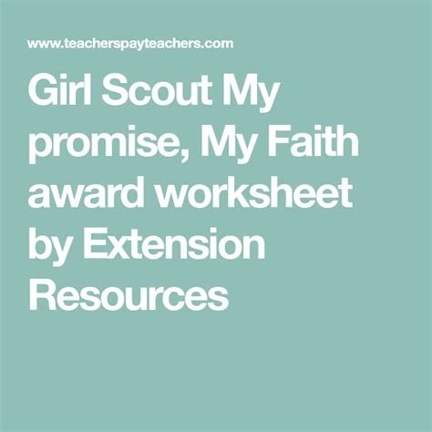 My Promise My Faith Worksheet