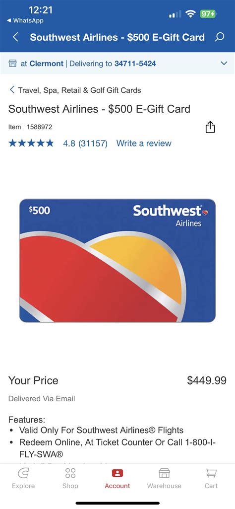 This COSTCO Gift Card Deal Could Help You Save BIG on Southwest Flights