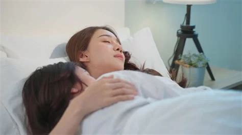 Asian Beautiful Lesbian Couple Lying Dow Stock Video Pond