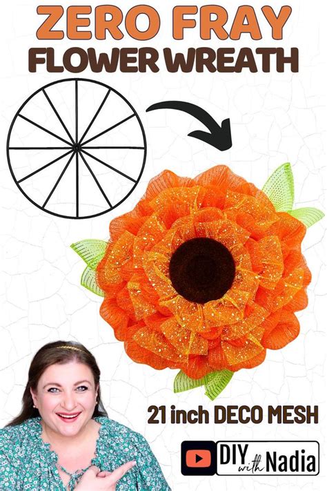 How To Make ZERO FRAY Deco Mesh FLOWER WREATH For Fall Autumn Wreath