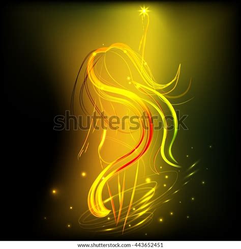 Silhouette Naked Girl Long Hair Light Stock Vector Royalty Free 443652451 Shutterstock