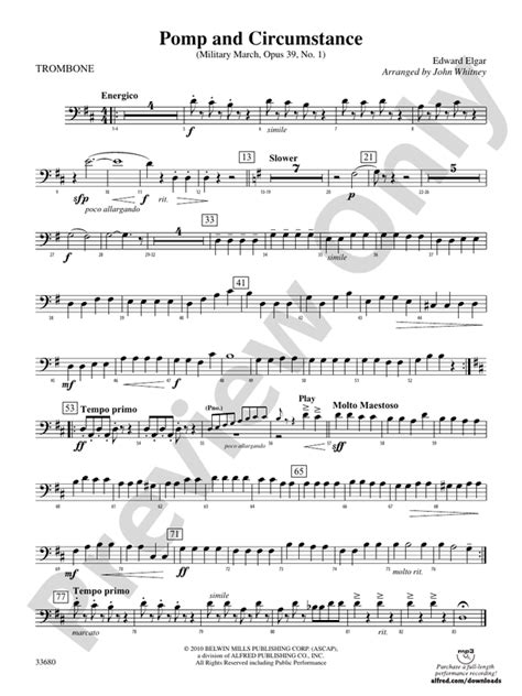 Pomp And Circumstance 1st Trombone 1st Trombone Part Digital Sheet Music Download