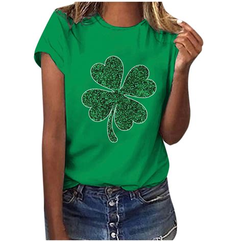 Poteti St Patricks Day T Shirts For Women Womens Long Sleeve Crew Neck