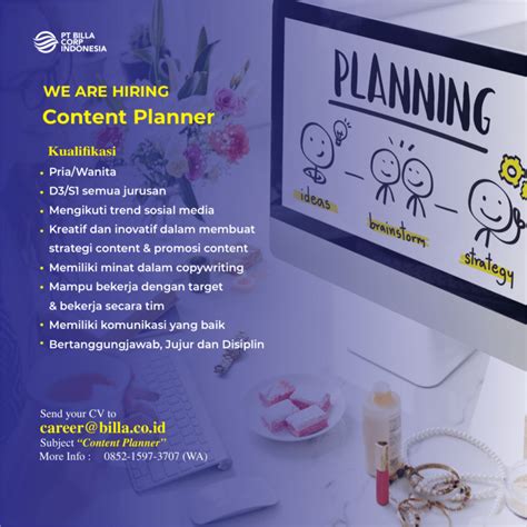 Lowongan Kerja Content Planner Di Pt Billa Corp Indonesia Lokerjogja Id