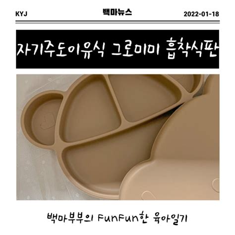 자기주도이유식 시작은 그로미미 곰돌이 실리콘 흡착식 식판 네이버 블로그