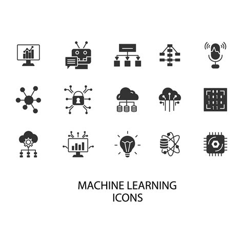 machine learning icons set . machine learning pack symbol vector