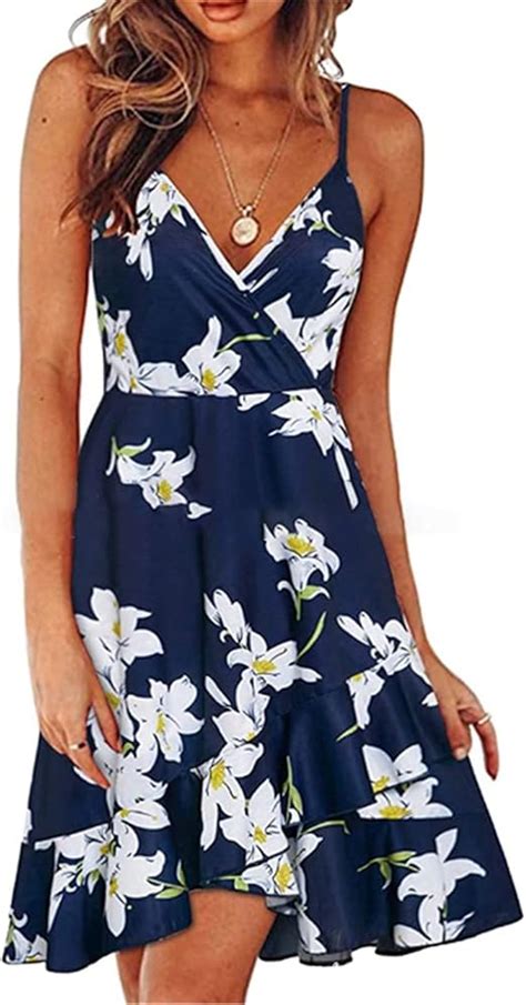 Winkey Frauen Sommerkleider Midi Länge Elegante Party Kleider Damen Sommerkleid ärmellose Beach