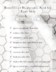 Benefits of Hyaluronic Acid for Skin Infographic | Be Spotted