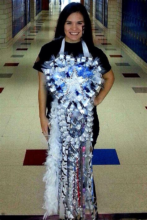 Black White And Silver Senior Heart Shaped Homecoming Mum With Lights